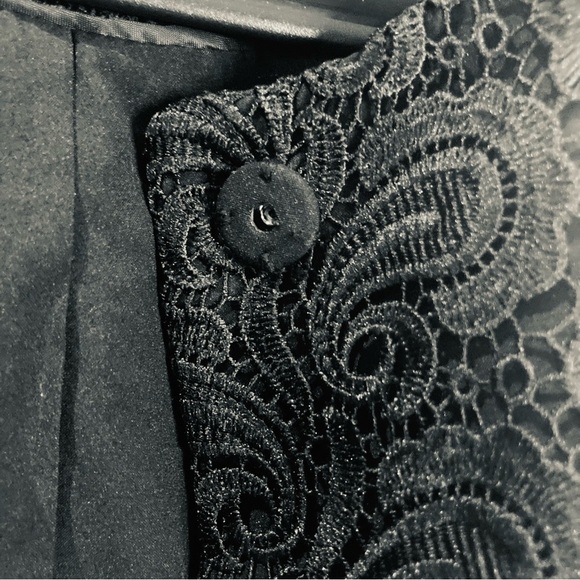 TALBOTS Sz 12 P Brocade Venice Lace Paisley Pattern Knee Length Overcoat Jacket - Picture 10 of 13